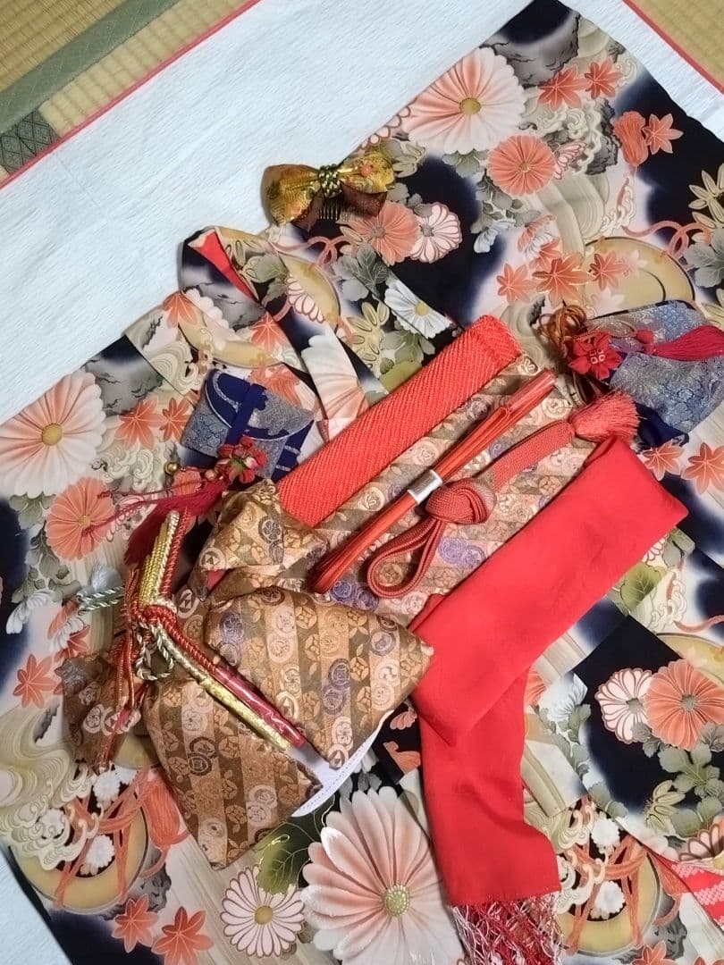 ☆貴重アンティーク正絹・美品・作り帯・箱セコ・巾着・被布・未使用こっぽり☆