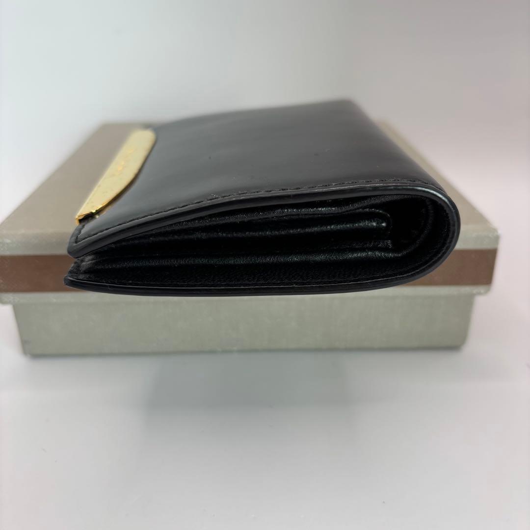 MARNI 二つ折り財布　ブラック　ゴールド　光沢　コンパクト　ウォレット　財布