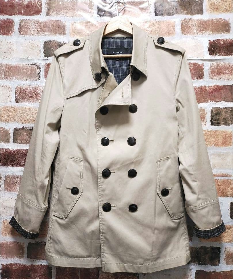 バーバリー ブラック レーベル ホース 刻印ボタン ショート トレンチ コート