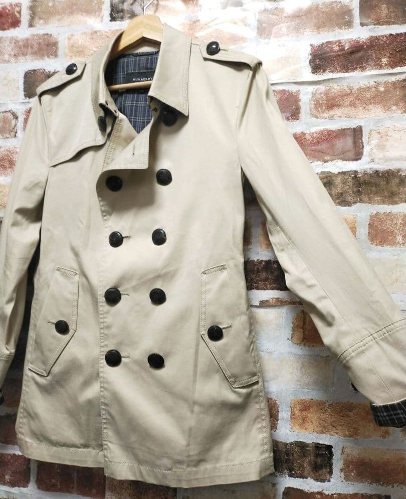 バーバリー ブラック レーベル ホース 刻印ボタン ショート トレンチ コート