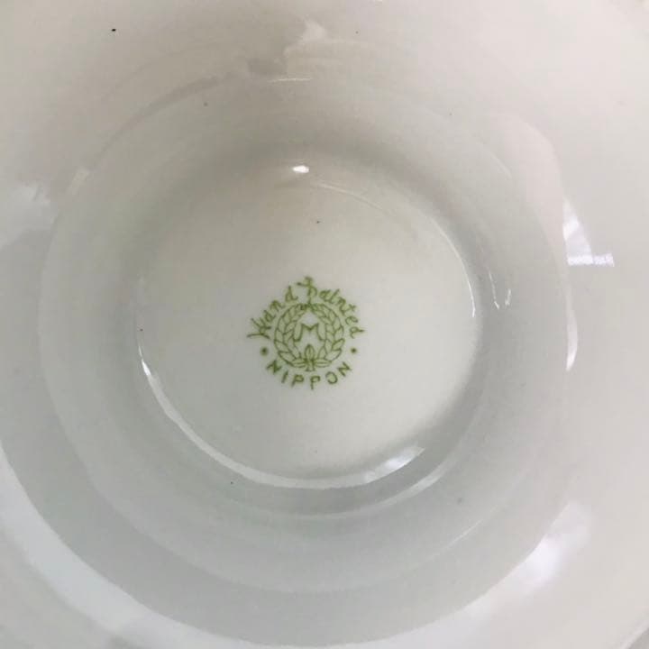 オールドノリタケ  風景画　コンポート　エナメル装飾