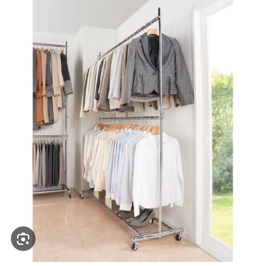 プロ仕様 上下2段頑丈ハンガーラック 幅117cm