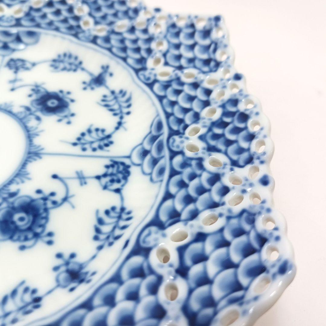 Y2912-3 ロイヤルコペンハーゲン ブルーフルーテッド ダブルレース 皿