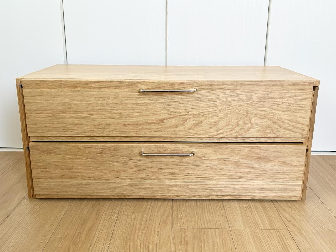 無印良品 スチールユニットシェルフ ボックス 引き出し 2段 オーク