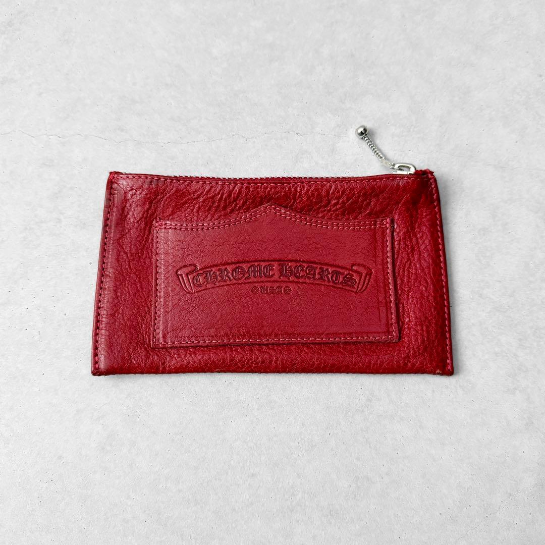 クロムハーツ パース レッド カード入れ ケース レザー 小銭入れ