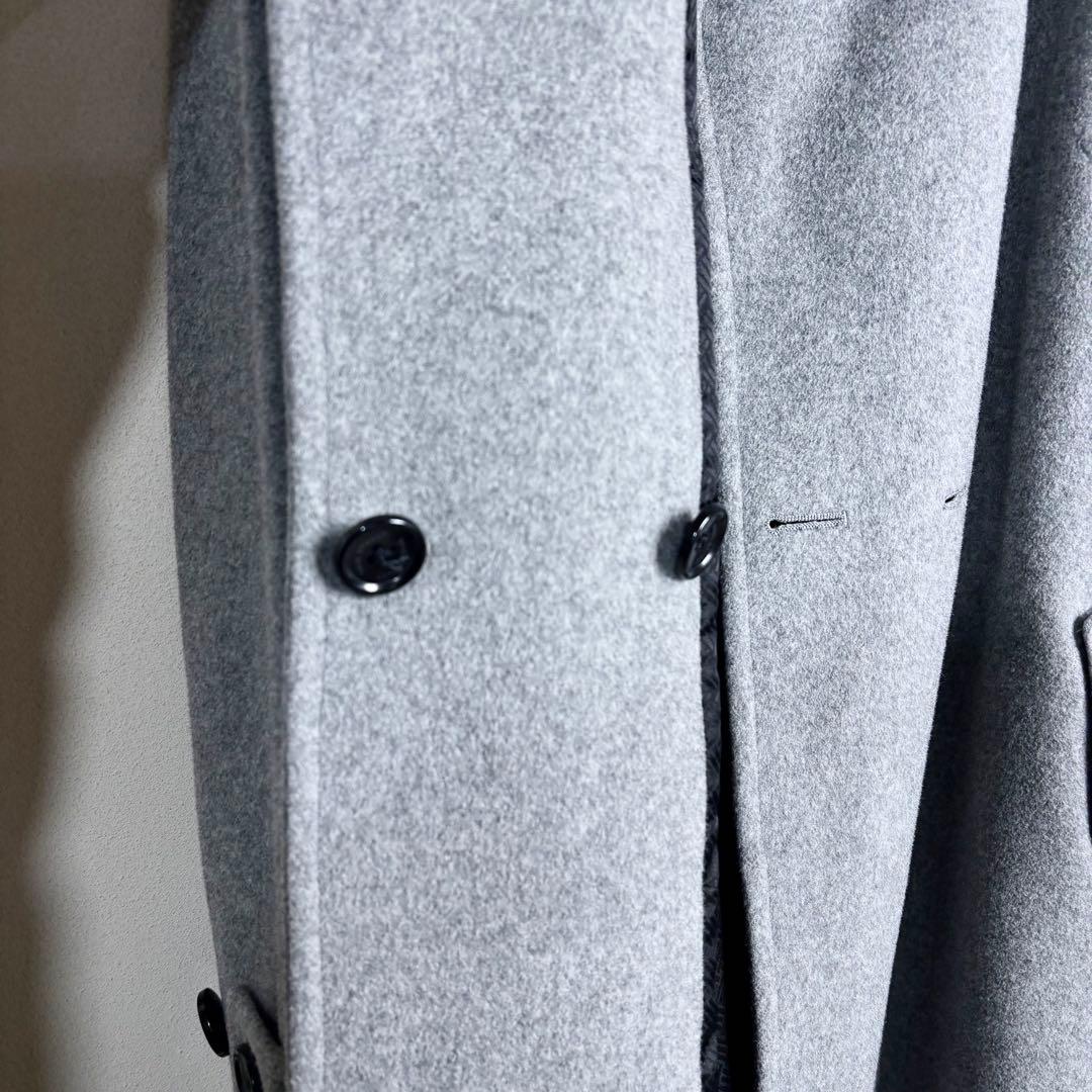 【カシミヤ混】ポールスチュアート　ウールトレンチコート　ベルト付　グレー　8