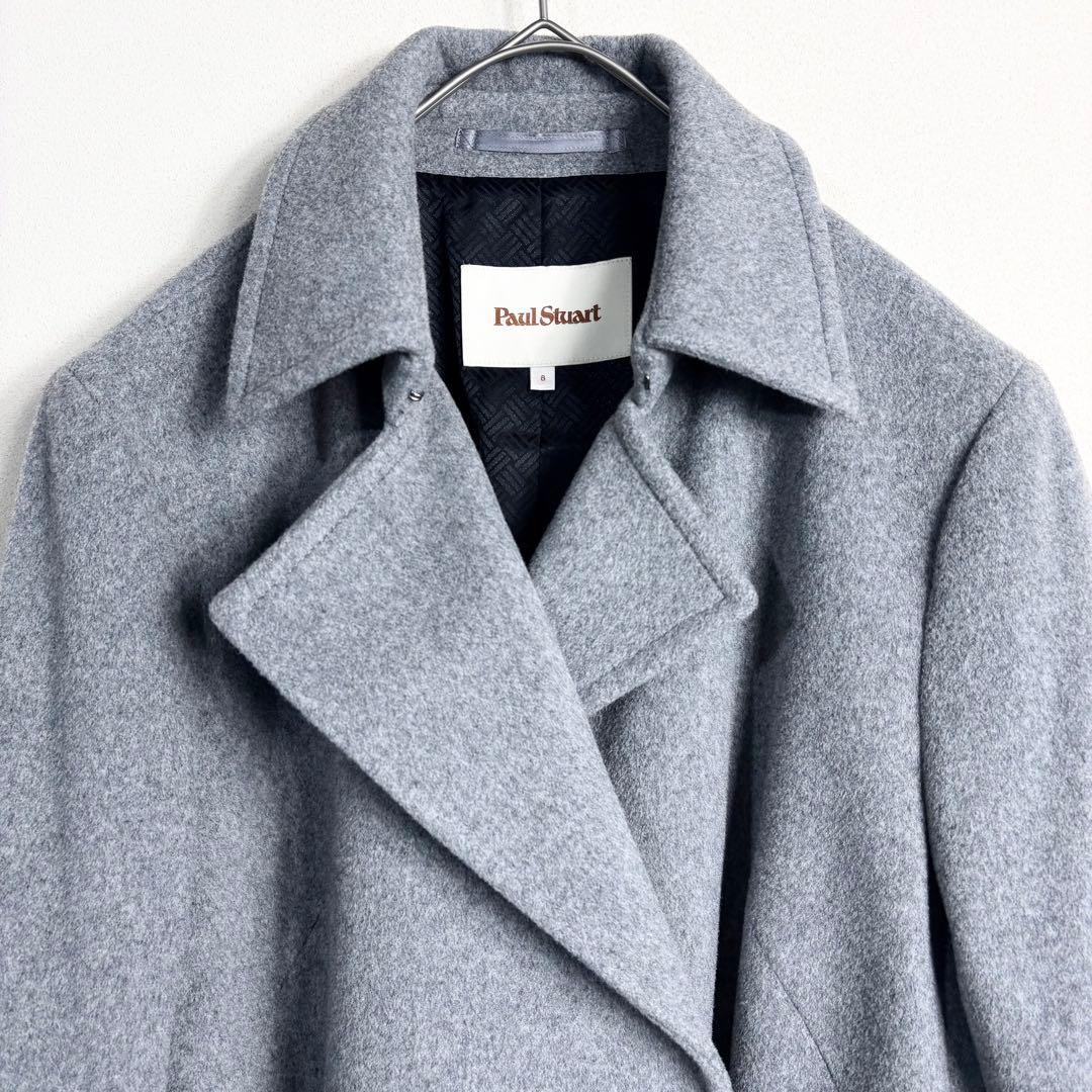 【カシミヤ混】ポールスチュアート　ウールトレンチコート　ベルト付　グレー　8