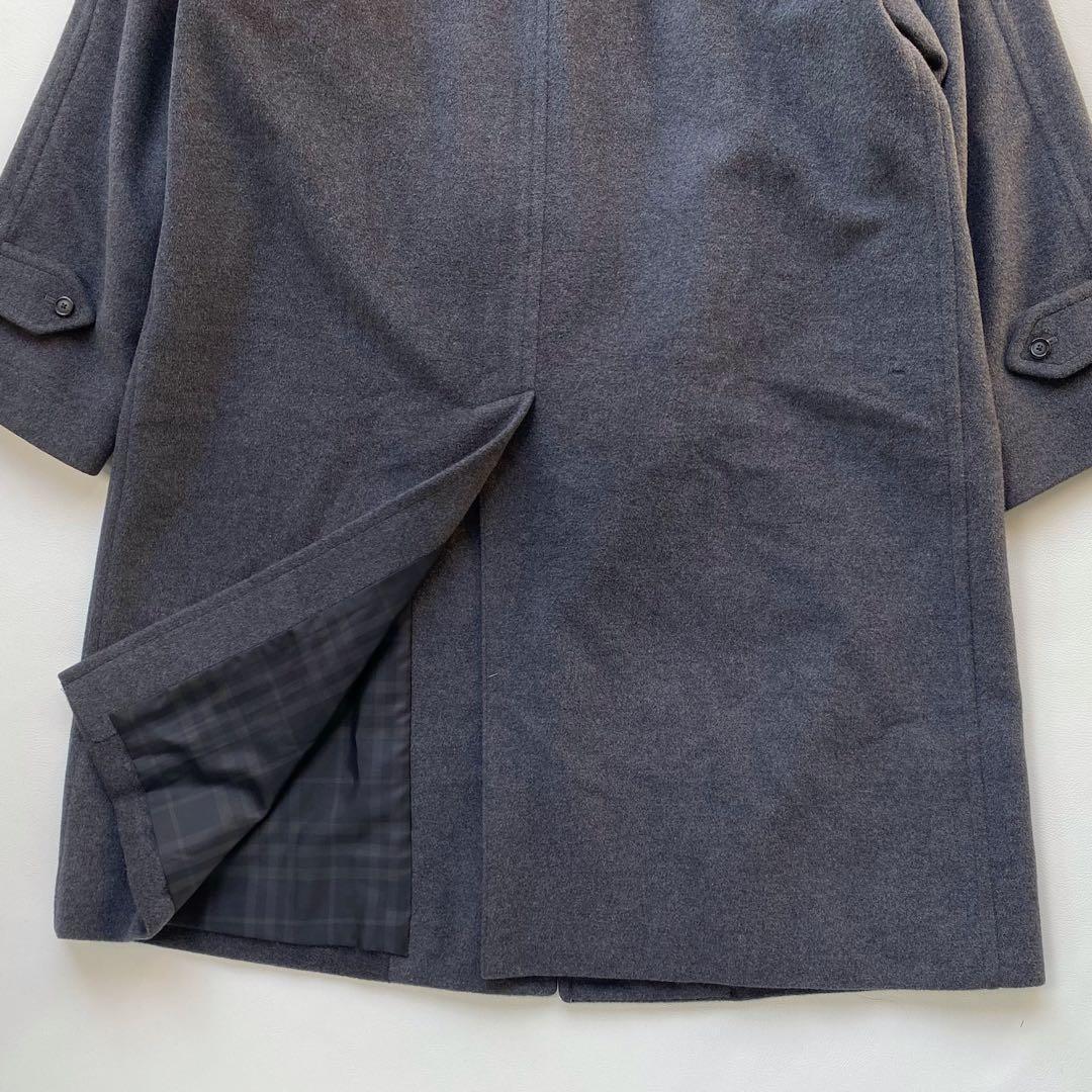 バーバリー　カシミヤ　アンゴラ　ウール　ステンカラーコート　シャドーチェック