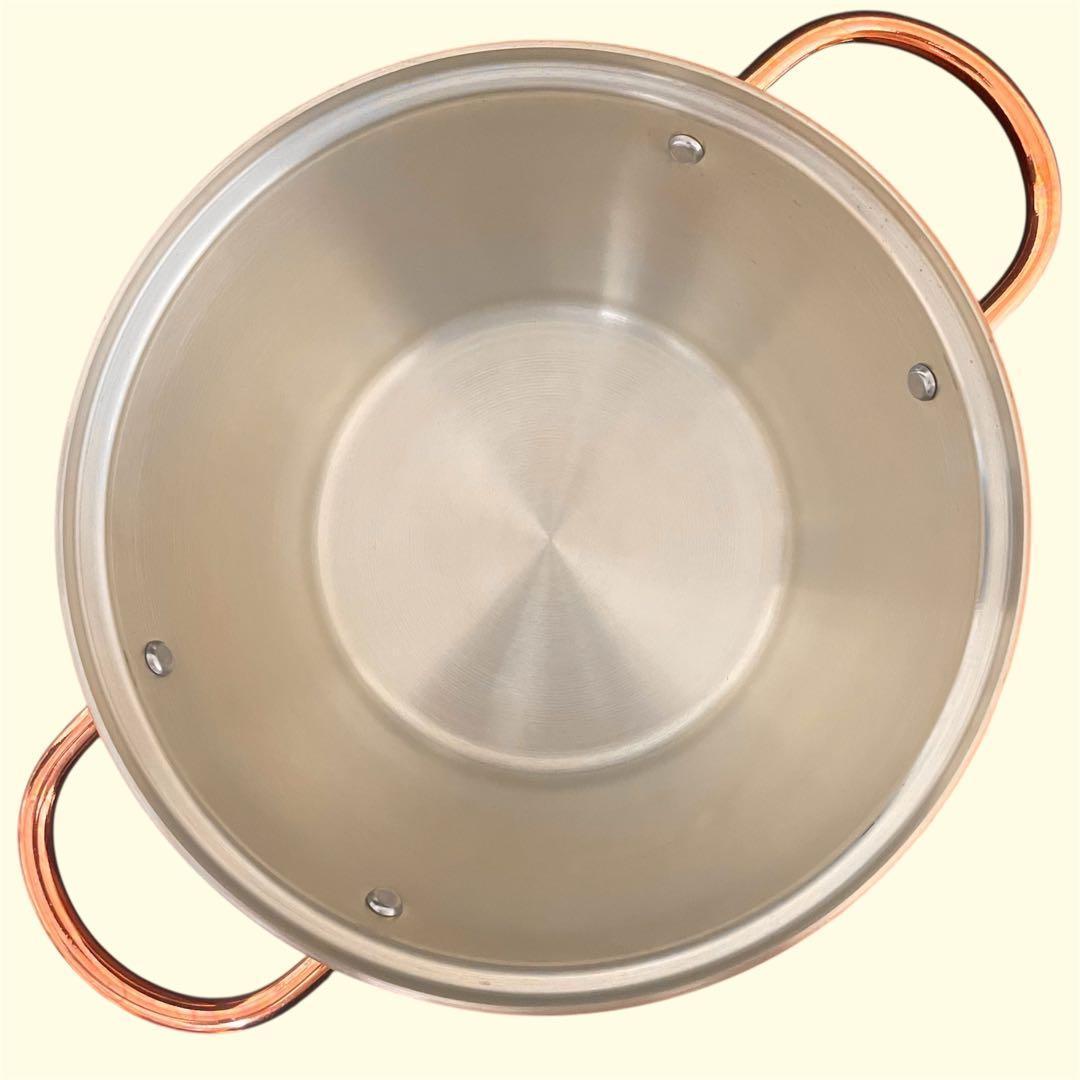 両手鍋 ガラス蓋付 20cm 純銅 ガス火専用 CS-023 千歳