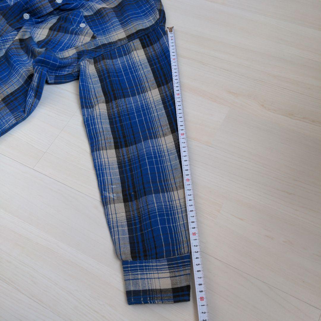 60s ヘヴィーネルシャツ マチ付き オンブレ マチネル シャドー ブルー