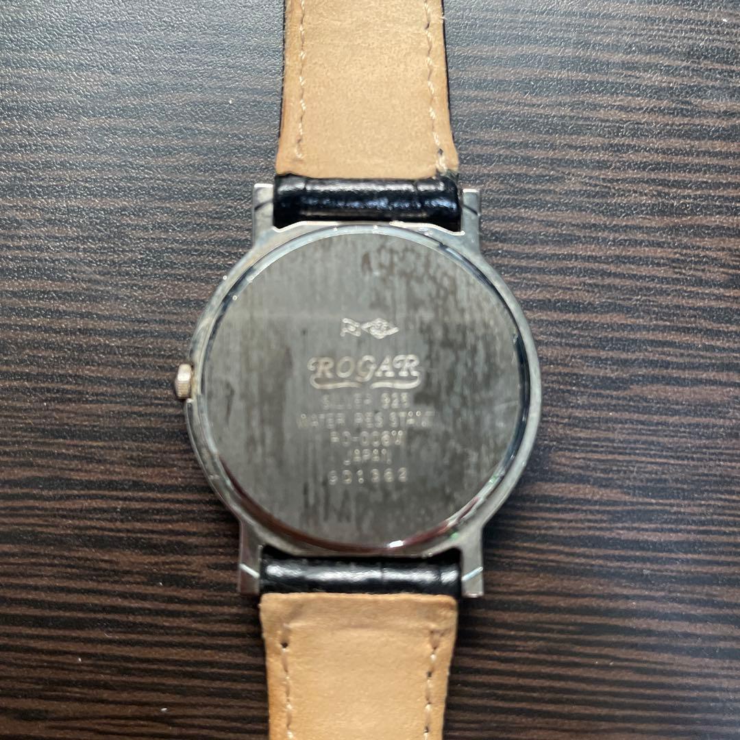 稼働品　ROGAR　シルバー925　腕時計　クォーツ　silver　メンズ
