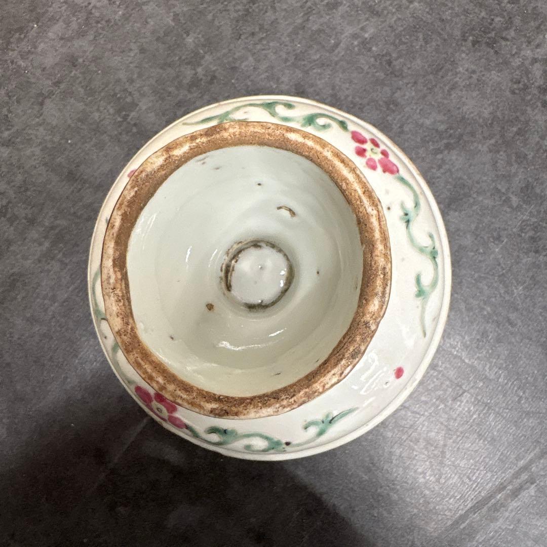 中国清時代花柄の二つに分かれた皿筆洗い
