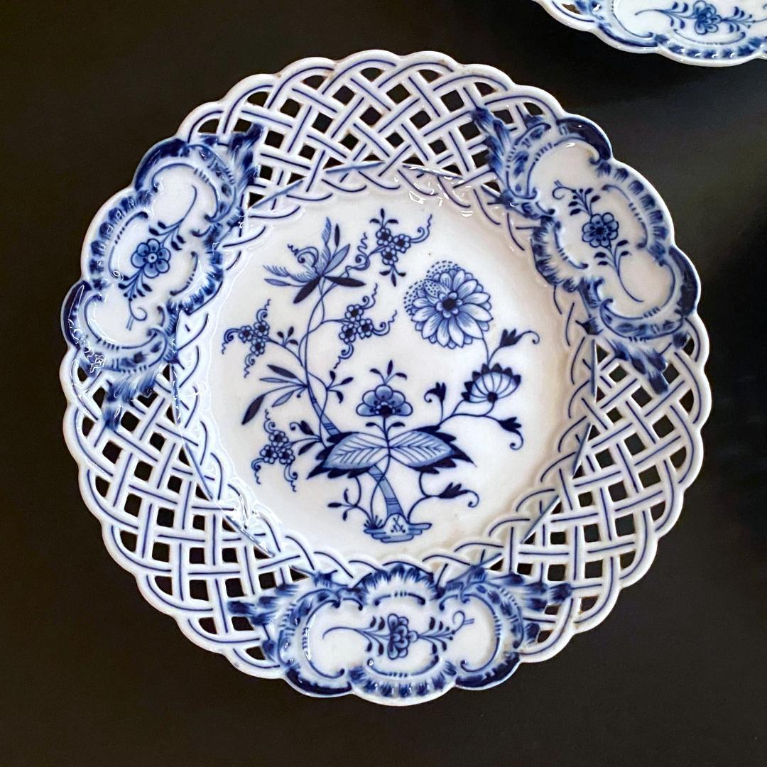 【美品】マイセン☆ブルーオニオン☆メッシュプレート５枚セット☆１級品