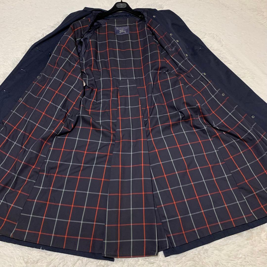 美品　バーバリーズ　トレンチコート　マキシ丈　チェック　ベルト　ネイビー