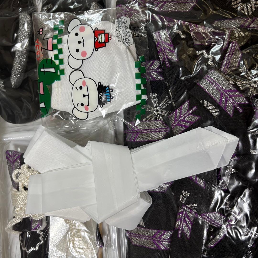 七五三用着物 5歳男児用　羽織袴　ピンク黒