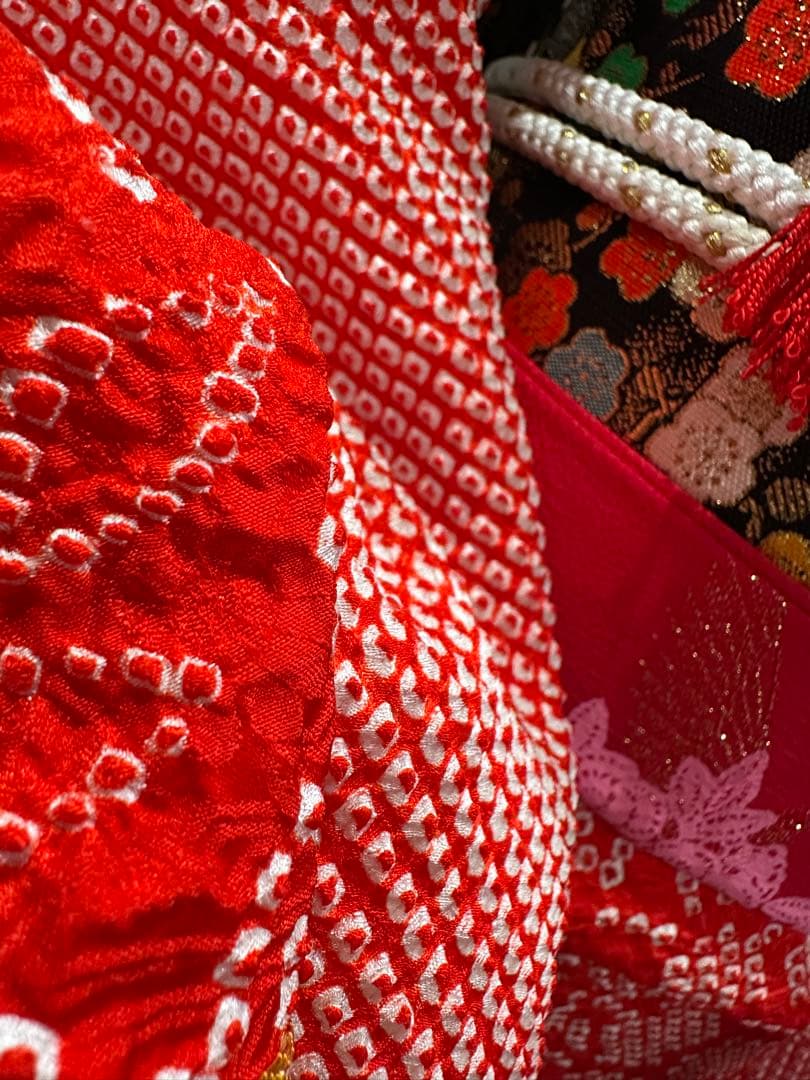 高級　豪華総絞り　鹿子絞り　七五三　着物　フルセット