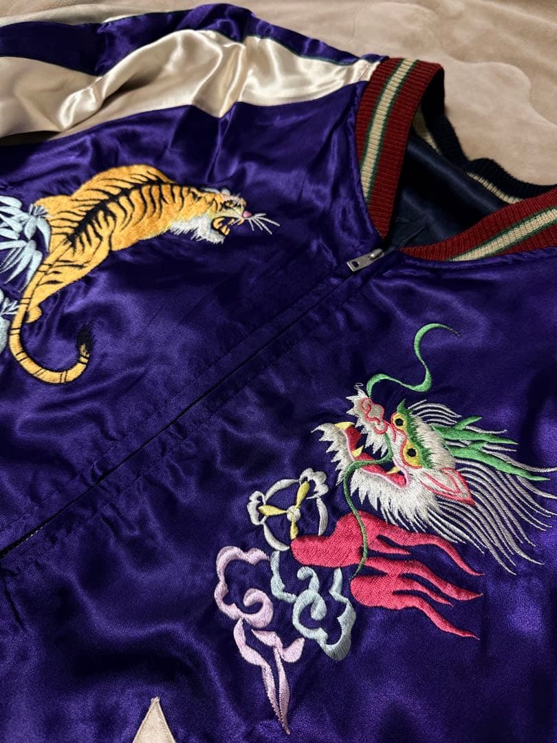 美品 テーラー東洋 ２面用 虎鷲　日本限定 スカジャン vintage サテン