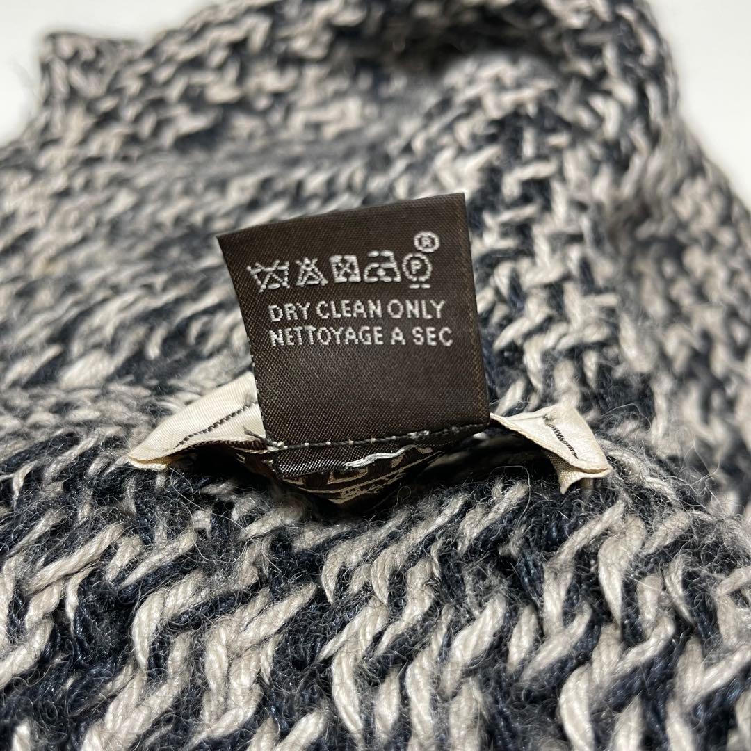 ひ*り様 HERMES ブラック ホワイト スヌード　アンゴラ