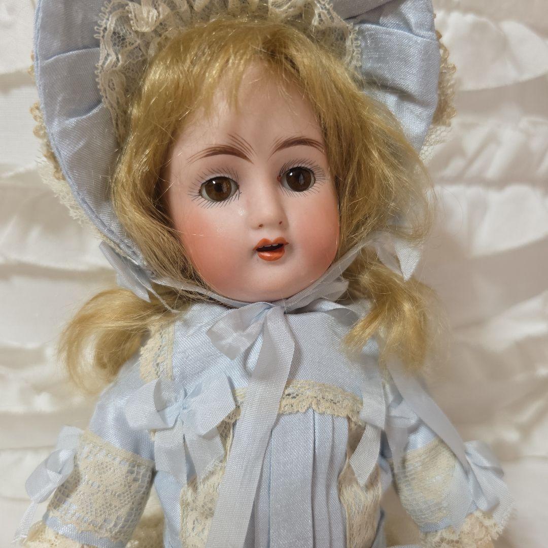 アンティーク　ビスクドール　人形　作家様　シルクドレス　シルクボネ　小さな子