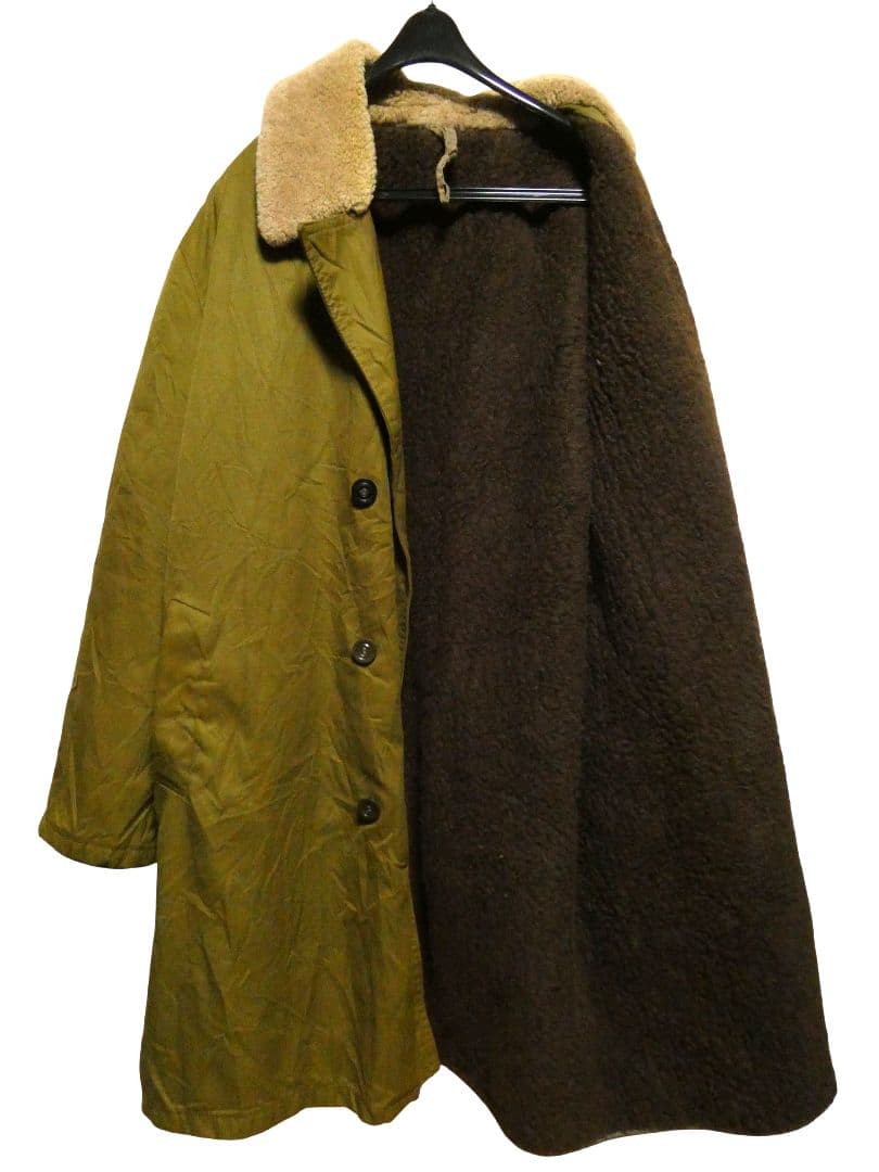 スーパーヴィンテージ！ユーロ軍実物品！リアルムートン襟ボアライナーコートロシア軍