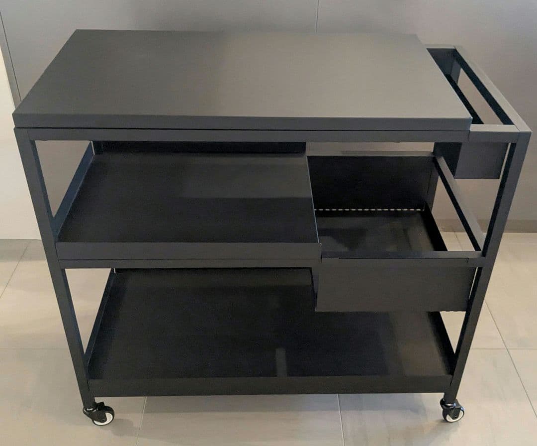 黒 スチールラック 3段 キャスター付き　イケア　トロッテン