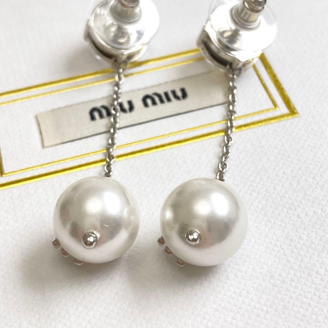 Y*i様 ❤️美品❤️miumiu ソリテール ジュエル ピアス パール ロング