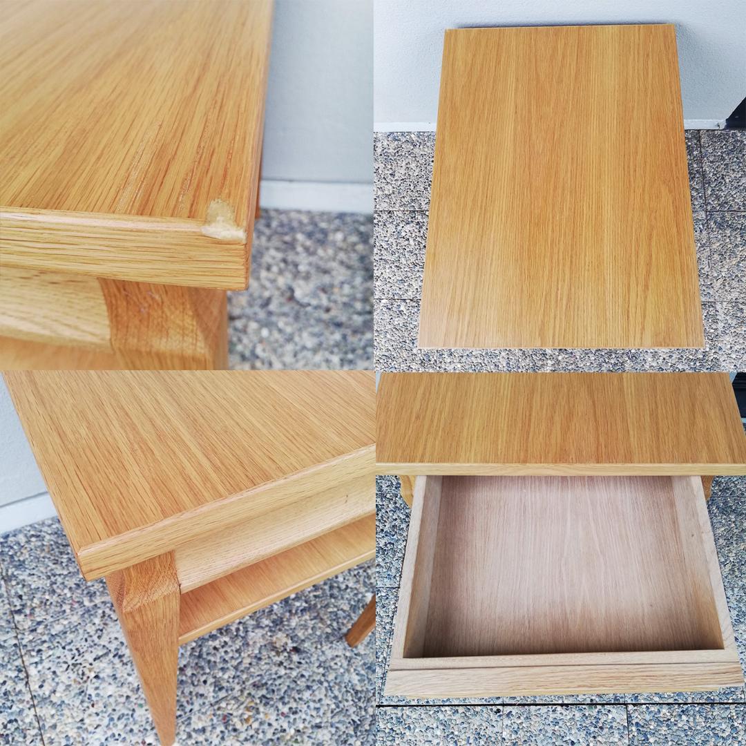 高級 オーク材 サイドテーブル 引き出し付き 北欧 シンプルモダン 飛騨家具