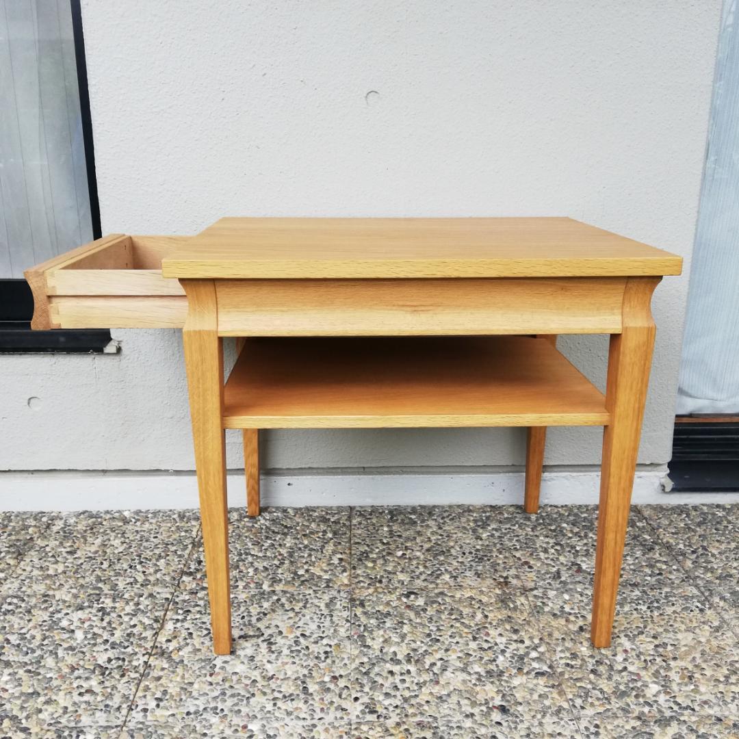 高級 オーク材 サイドテーブル 引き出し付き 北欧 シンプルモダン 飛騨家具