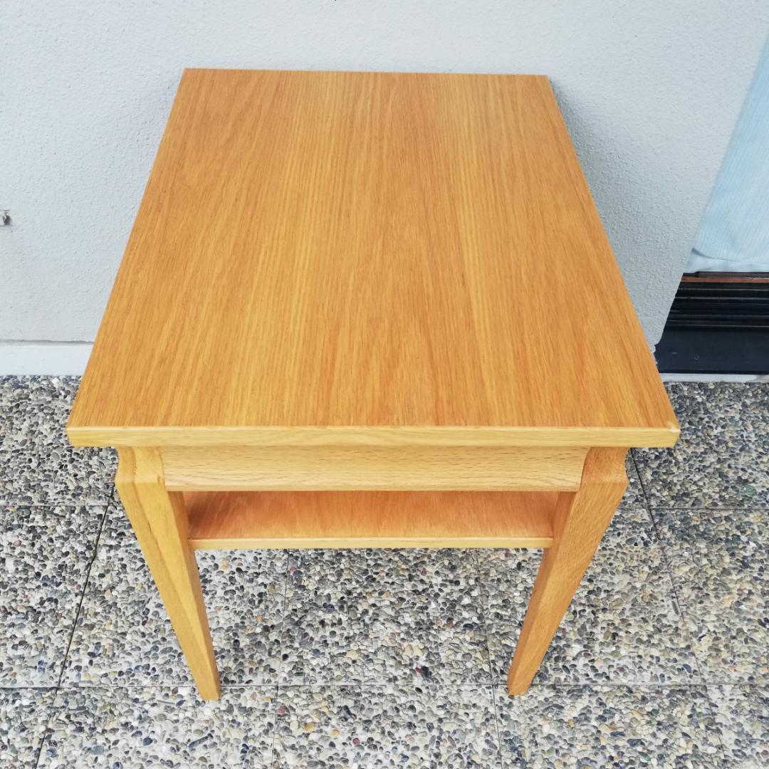 高級 オーク材 サイドテーブル 引き出し付き 北欧 シンプルモダン 飛騨家具