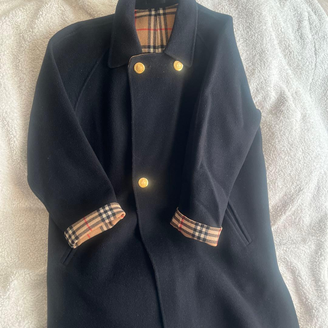 Burberrys ネイビーロングウールコート7AR