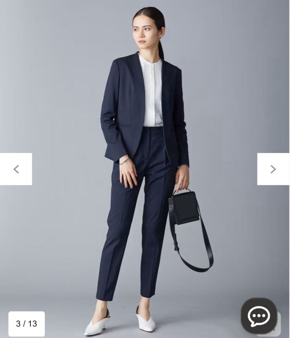 上下セットicb ノーカラージャケット　テーパードパンツ サイズ0 ネイビー