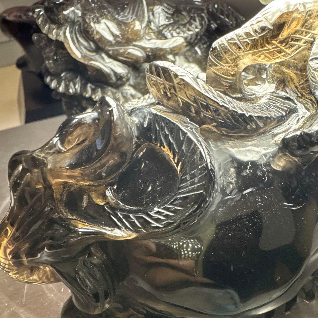 魔除け最強　山東省産　モリオン龍亀　ロングイペア　セット