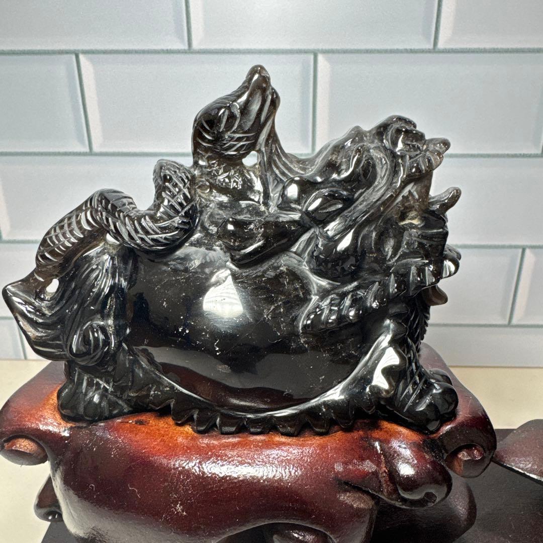 魔除け最強　山東省産　モリオン龍亀　ロングイペア　セット