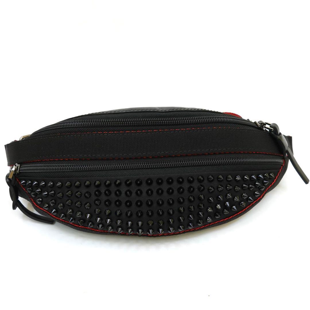 クリスチャンルブタン　ボディバッグ　ウエストポーチ　スタッズ　スパイク　ブラック
