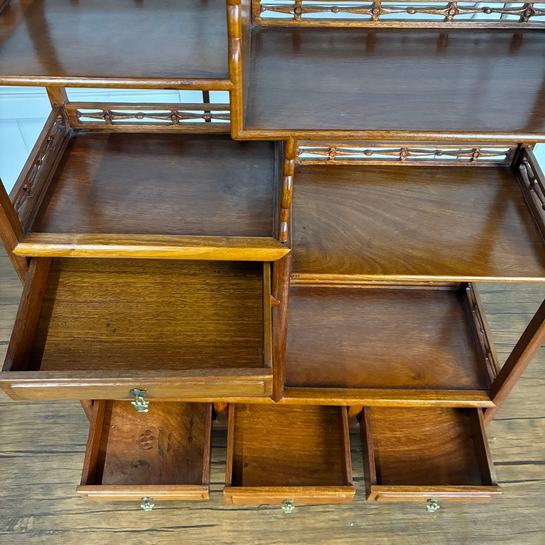 【送料込】和風家具　棚　唐木家具　和室民芸家具　アンティーク　昭和レトロ　小物入