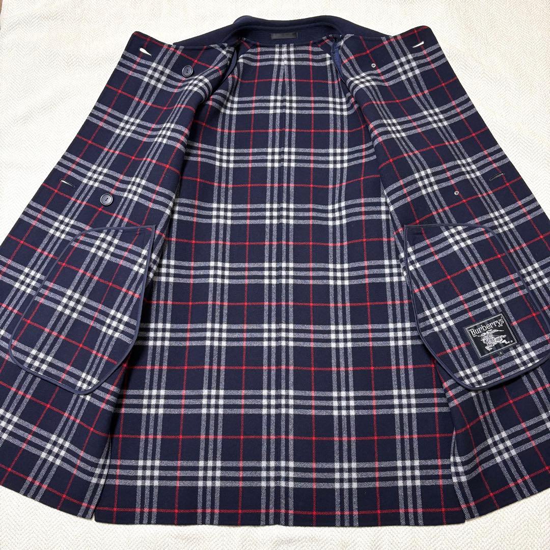 極美品 BURBERRY バーバリー 金ボタン カシミヤ混 ノバチェック コート