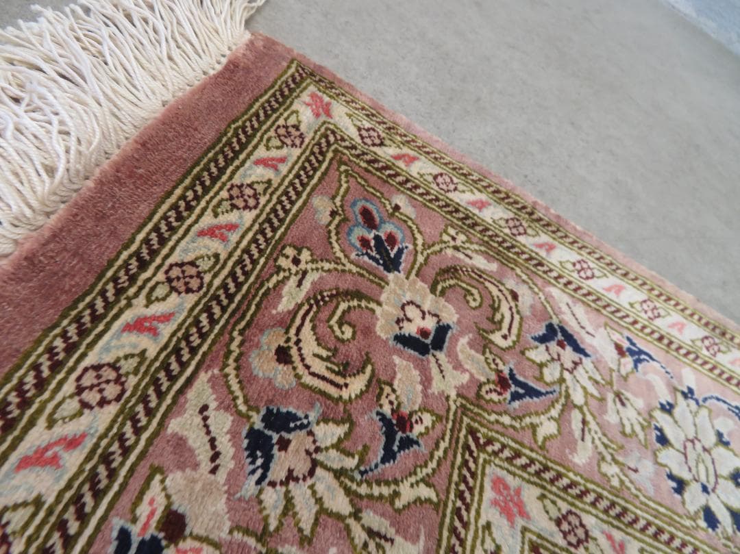 ■P042■美品■ペルシャ絨毯■イラン■クム産■高級■カーペット■ラグ