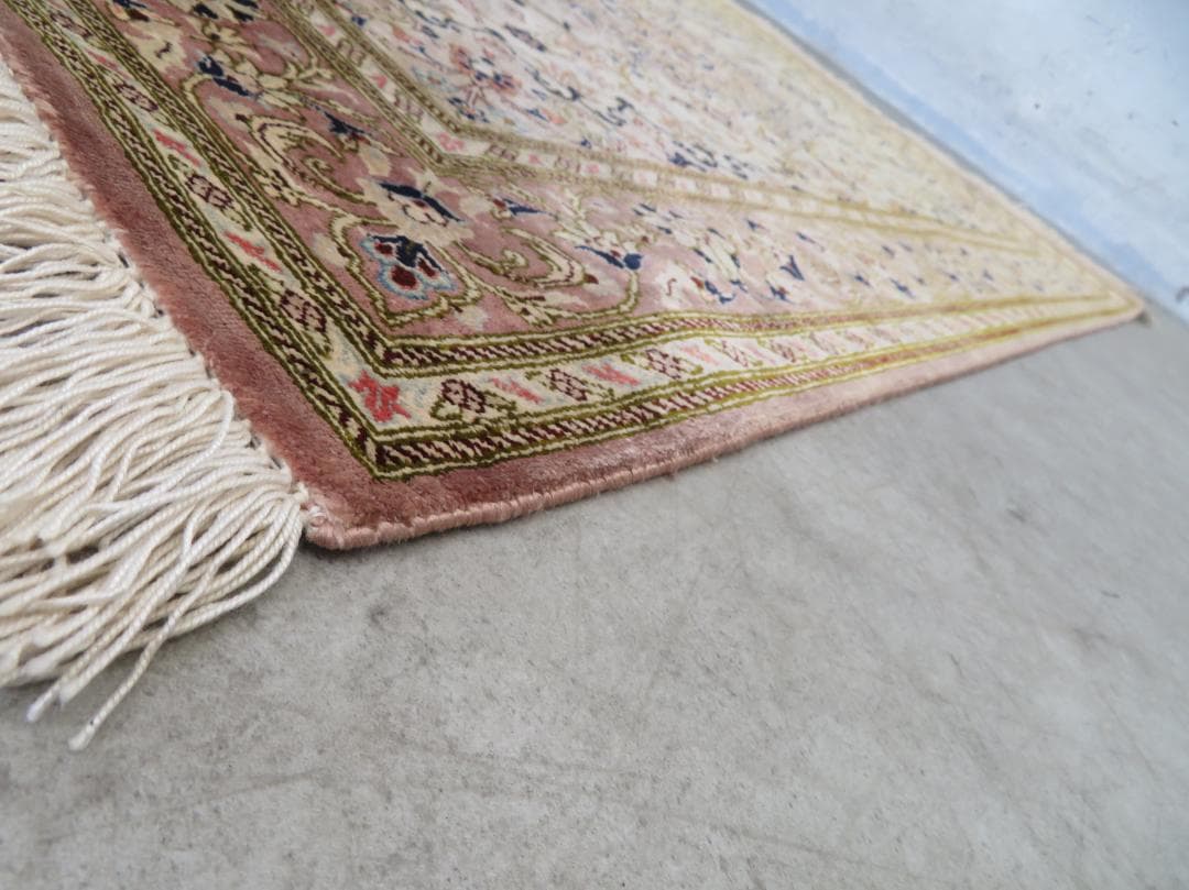 ■P042■美品■ペルシャ絨毯■イラン■クム産■高級■カーペット■ラグ