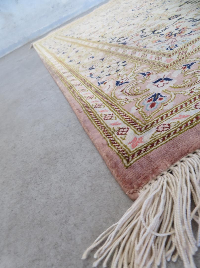 ■P042■美品■ペルシャ絨毯■イラン■クム産■高級■カーペット■ラグ