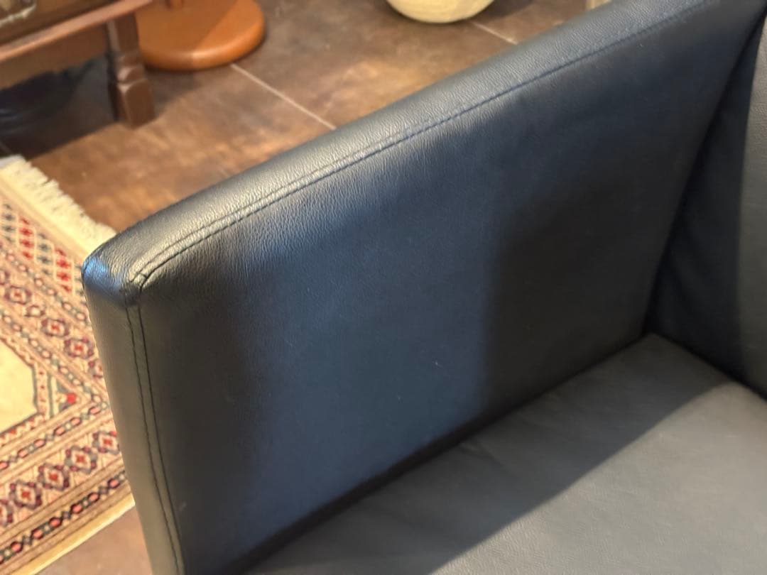 ①ブラック モダン 1人掛けソファ 1Pソファ 合皮レザー アンティーク SG