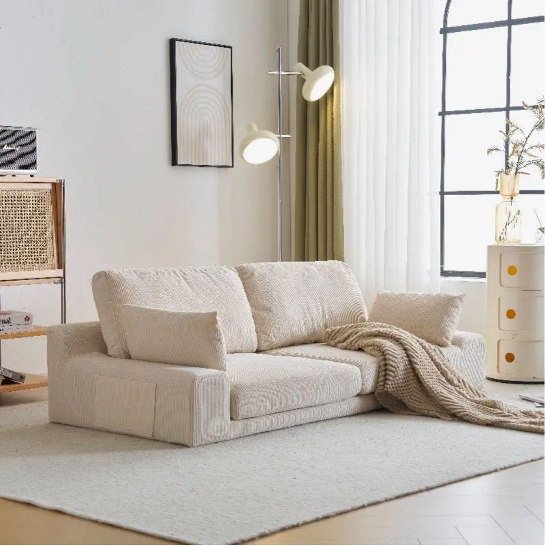 ローソファ 3人掛け　クッション付き