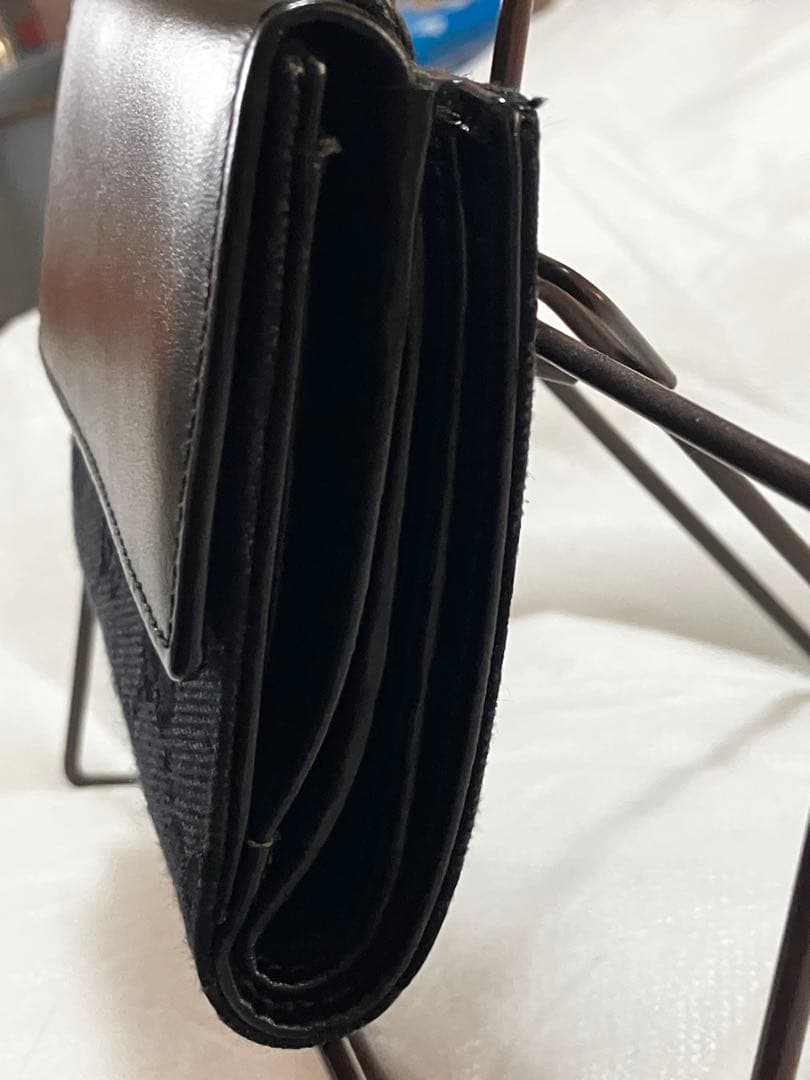 美品 GUCCI グッチ　ジャッキー 二つ折り財布 キャンバス 黒 シマ レザー