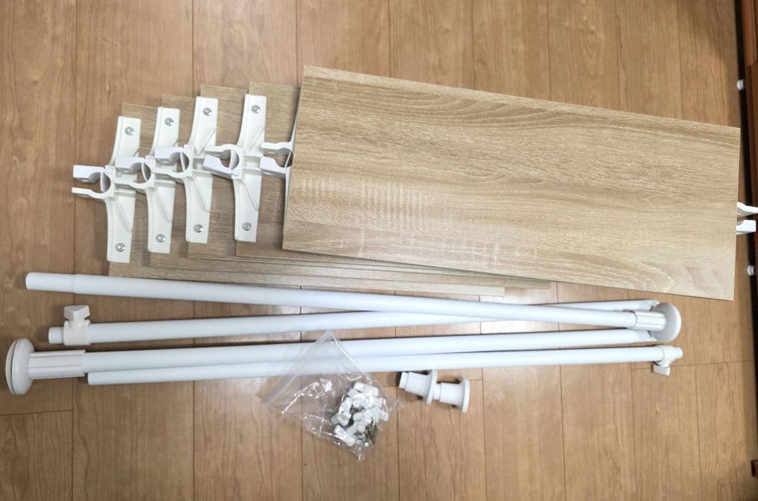つっぱり式オープンラック 5段 幅70cm オークホワイト