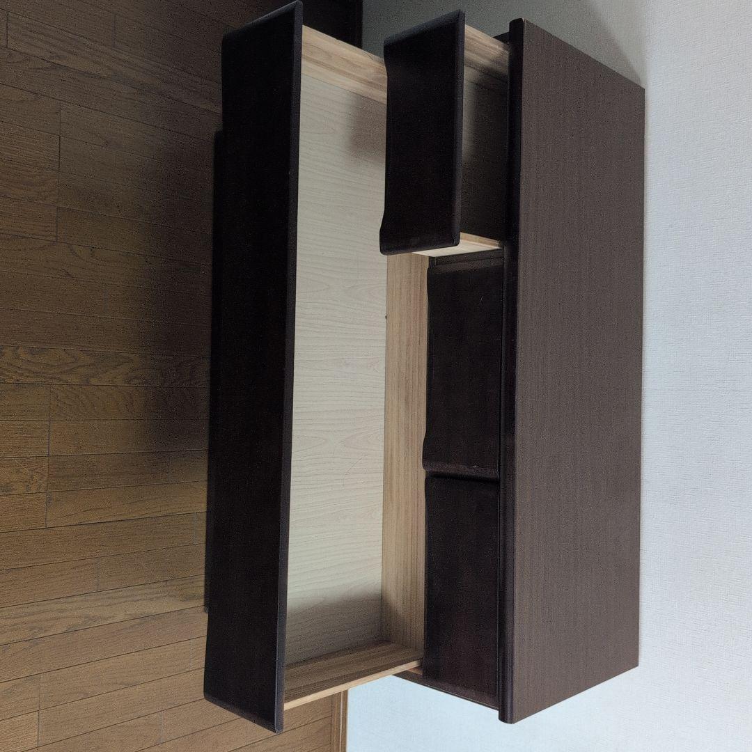 ダークブラウン 木製チェスト 引き出し