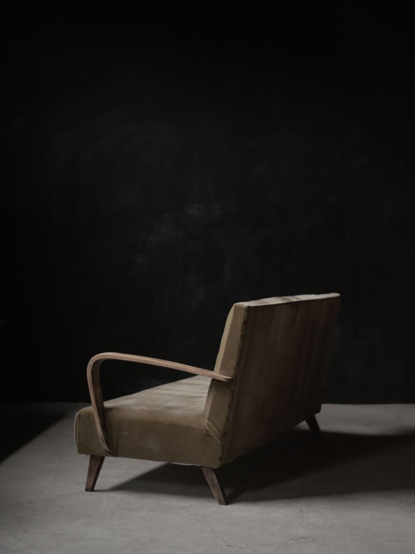 張替え済　ソファ　2人掛けソファ　椅子　古家具　アンティーク昭和レトロ　大正浪漫