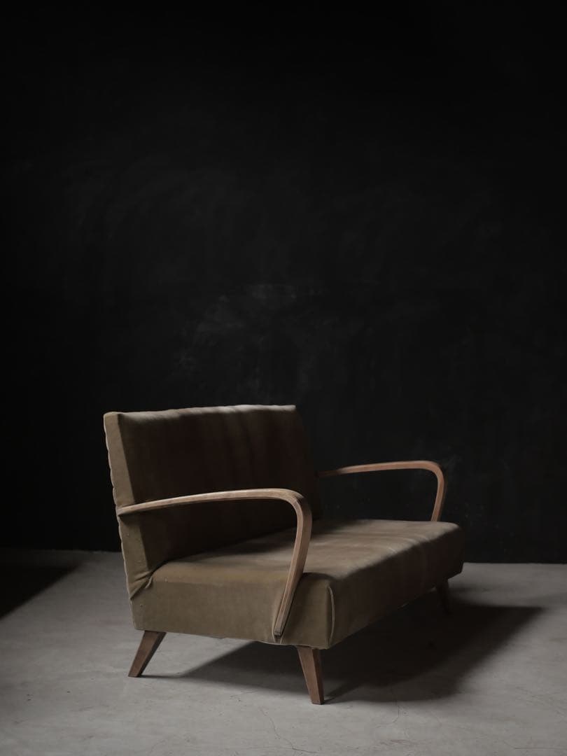 張替え済　ソファ　2人掛けソファ　椅子　古家具　アンティーク昭和レトロ　大正浪漫