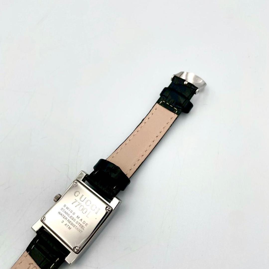 449 新品ベルト グッチ 7700L 腕時計 クオーツ スクエア レザー 稼働