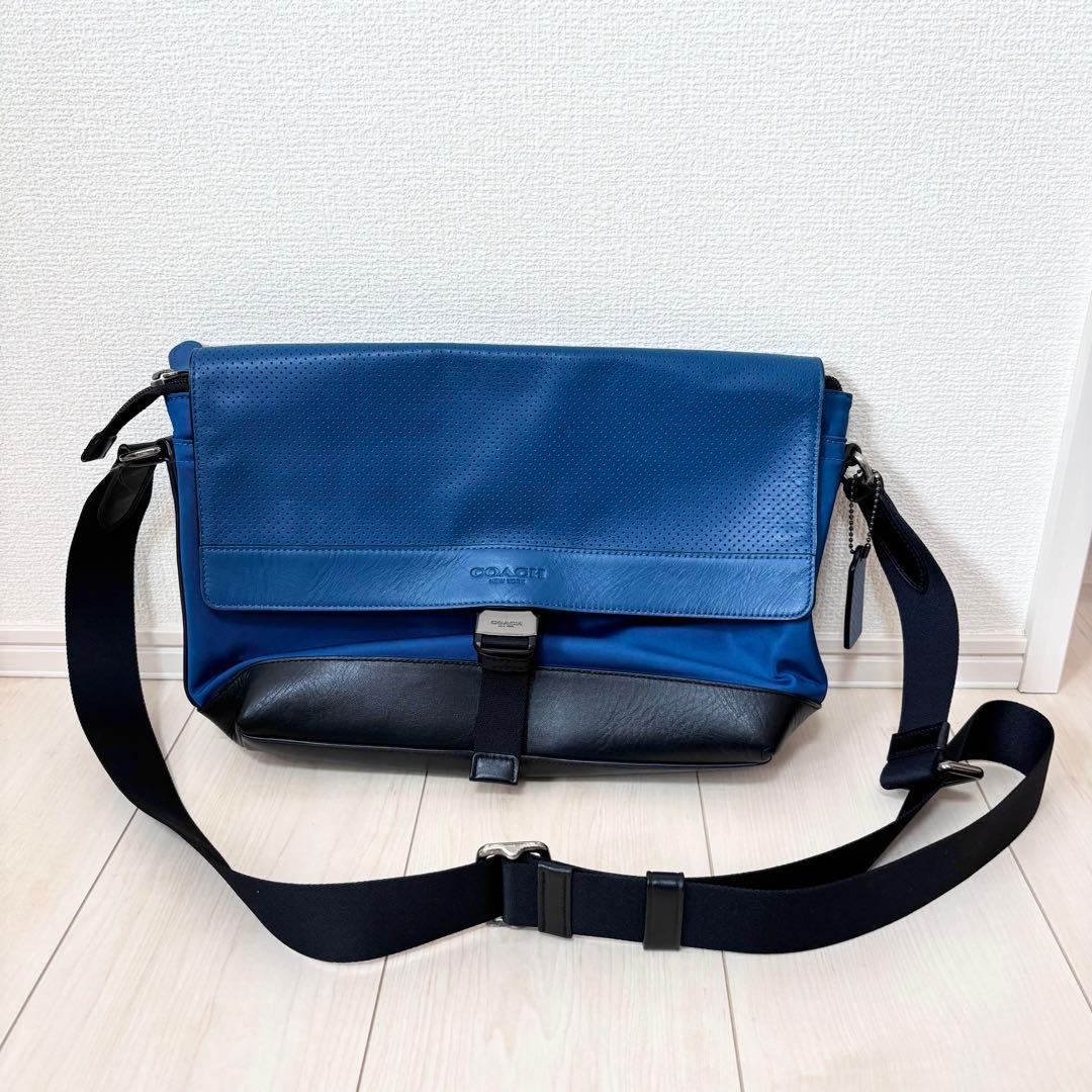 COACH コーチ メッセンジャーバッグ ブルー ショルダーバッグ メンズ