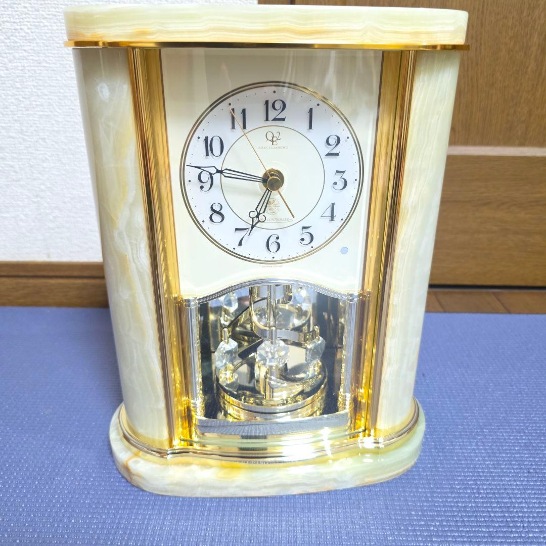 【69】【リズム高級置き時計】クイーンエリザベス2 置き時計　大理石　からくり