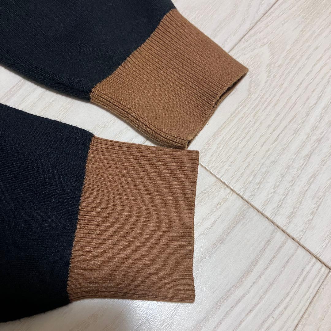 CABaN コットンカシミヤ バイカラーVネックカーディガン カシミヤ混　L